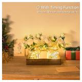 Mkono Mason Jar Lights Centerpiece Table Decor for Dining Room Farmhouse Wood Tray with 3 Jars Flowers Valentines Day Decoration for Coffee Table Kitchen Living Room Wedding