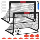 Kids Soccer Goals for Backyard Set - 2 of 4' x 3' Portable Soccer Goal Training Equipment, Pop Up Toddler Soccer Net with Soccer Ball, Stocking Stuffers for Kids Youth Outdoor Games, Sports Play Gifts