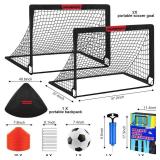 Kids Soccer Goals for Backyard Set - 2 of 4' x 3' Portable Soccer Goal Training Equipment, Pop Up Toddler Soccer Net with Soccer Ball, Stocking Stuffers for Kids Youth Outdoor Games, Sports Play Gifts