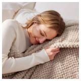 Whale Flotilla Twin Size Fuzzy Fleece Blanket for Bed, 60x80 Inch Fluffy Warm Soft Jacquard Blankets for All Season, Lightweight and Cozy, Camel