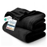 Bedsure GentleSoft Fleece Blankets Queen Size Black - Bed Blanket Soft Lightweight Plush Fuzzy Cozy Luxury Microfiber, 90x90 inches