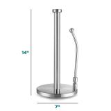 Sagler Stainless Steel Paper Towel Holder - Standing Paper Towel Dispenser with Adjustable Spring Arm & Weighted Base for Kitchen, Bathroom