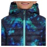 Lands' End Boys' Lightweight Packable Insulated Puffer Jacket, Blue Galaxy Space, Large