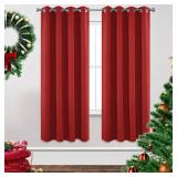 Joydeco Blackout Curtains 72 Inch Length 2 Panels Set, Thermal Insulated Long Curtains& Drapes 2 Burg, Room Darkening Grommet Drapes for Living Room Bedroom Window (W52 x L72 Inch, Red)