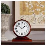 Beesealy Desk Clock for Table Decor,Retro Mantel Clock Battery Operated for Fireplace Mantel, Living Room,Bedroom,Office,Desktop Decoration (Brown)