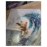 KKP Teddy Bear Surf Canvas Prints Wall Art Nautical Nursery Wall Decor Blue Ocean Painting Picture Surf Room Artwork for Coastal Kids Bedroom Bathroom Playroom Home Decoration 12x16 in Wrapped Canvas