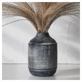 SIDUCAL Ceramic Rustic Farmhouse Vase, Sand Glaze Finish Boho Vase, Pottery Decorative Flower for Home Decor, Table, Living Room Decoration, Shelf Decor, Mantel, 7.4 Inch, Black