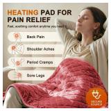Electric Heating Pad for Pain Relief - 35\'x20\' King Size, Soft Velvet, Moist & Dry Heat, Adjustable Temperature, Auto Shut-Off, Machine Washable, Ideal for Back, Neck, Shoulder & Menstrual Cramps