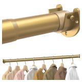 Supforce Closet Rods for Hanging Clothes, 17 to 54 Inches Stepless Adjustable Metal Closet Rod, 1.3 Inches Heavy Duty Clothes Hanging Rod for Closet Wardrobes Laundry RV, Golden