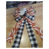 Halloween Ghost Buffalo Plaid Bow