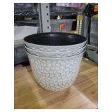 White Textured Flower Pots - Set of 3