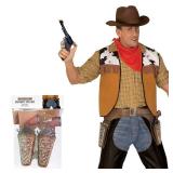 Cowboy Toys Gun and Western Holster Set for Adults, Toy Revolver and Adjustable Belt Halloween Costume Accessory for Men and Women (37-43 inches)