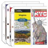 Folded Map Sleeves, Map Protector, Envelopes Page for 3-Ring Binders, Brochure Holder with 4.5\' x 11\' Pockets, 20PCS