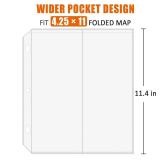 Folded Map Sleeves, Map Protector, Envelopes Page for 3-Ring Binders, Brochure Holder with 4.5\' x 11\' Pockets, 20PCS