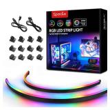 Speclux NEON Addressable RGB PC LED Strip, 2x15.7inch WS2812 RGB Rainbow Magnetic ARGB Strip for 5V 3-pin Aura SYNC, Gigabyte RGB Fusion, MSI Mystic Light Sync, with 12pcs Strong Magnetic Brackets