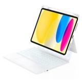 ZENLU iPad 10th 11th (A16, 2025) Generation Case with Keyboard Detachable, Rugged Protective Case with 7-Color Backlit Keyboard, Multi-Touch Trackpad, Pencil Holder, Vertical Kickstand (White)