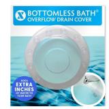 SlipX Solutions Bottomless Bath, Essential Overflow Drain Cover for Bathtub, Best Bath Accessories for Women, Adds Inches of Water to Your Tub for Deeper Soak, 4\' Diameter, Clear
