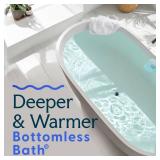 SlipX Solutions Bottomless Bath, Essential Overflow Drain Cover for Bathtub, Best Bath Accessories for Women, Adds Inches of Water to Your Tub for Deeper Soak, 4\' Diameter, Clear