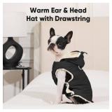 Vecomfy Fleece Lining Dog Hoodie with Harness Built in,Extra Warm Small Dog Jacket in Winter Puppy Coats with Drawstring Hooded,Black M