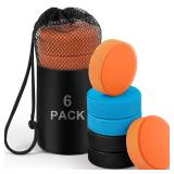 Simgoing 6 Pack Rubber Ice Hockey Pucks Weighted 10oz Lightweight 4oz Official Regulation Weight 6oz Training Puck Diameter 3\' Thickness 1\' with Mesh Carrying Bag for Stick Handling Training Drills