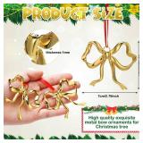 12 Pcs Metal Gold Bow Ornaments Gold Bow Decoration for Valentines Tree Topper Garland Fireplace Wreath Christmas Tree Hanging Decor for Floral Arrangement Gift Box Basket Home Indoor Outdoor