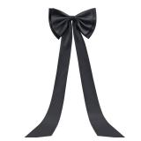 Large Satin Bow for Backdrop, 75\' x 18\' Giant Bow Ribbon Tie for Themed Room Wall Decor Ormanents Door Wedding Engagement Bachelorette Shower Bridal Christmas Tree Decoration (Black, 18x75 Inches)
