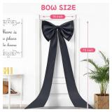 Large Satin Bow for Backdrop, 75\' x 18\' Giant Bow Ribbon Tie for Themed Room Wall Decor Ormanents Door Wedding Engagement Bachelorette Shower Bridal Christmas Tree Decoration (Black, 18x75 Inches)
