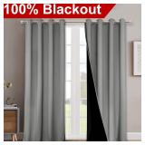 NICETOWN Full Shade Curtain Panels, Pair of Energy Smart & Noise Blocking Out Blackout Drapes for Dining Room Window, Thermal Insulated Guest Room Lined Window Dressing(Silver Grey, 52 x 120 inch)