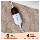 AEPINBH Electric Blanket Throw - Soft Checked Flannel with 6 Heating Levels, 4 Hours Auto-Off, Fast Heating, ETL & FCC Certified, 50\'x60\', Overheating Protection, Cozy Heated Blanket Throwï¼Khak