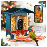 Smart Bird Feeder with Camera Solar Powered - 2.5K 4MP Birds Feeder Camera for Outdoors Garden with AI Identify, Squirrel Proof, Rechargeable Battery WiFi Video Bird Feeder Cam, Gift for Birds Lover