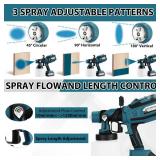 Cordless Paint Sprayer with LED Light, 2*4000mAh 21V Battery, 6 Nozzles & 3 Spray Modes, Spray Paint Gun with 1400ML Container, Handheld Paint Sprayer for House Painting Furniture Cabinets Fence, Blue
