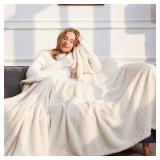 White Chunky Knit Throw Blanket