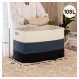 Cotton Jumbo Bath Towels Set - Navy Blue and White