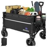 ROSONG Collapsible Wagon Cart with Wheels Foldable - Folding Utility Heavy Duty Wagons Carts for Grocery Sports Garden Shopping Camping Wheelbarrows (Black, 120L)