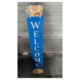 Fall Welcome Sign - Blue Wooden Porch Decor
