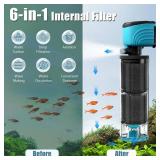 Aulofee Internal Aquarium Filter, Upgraded 50â150 Gallon Fish Tank Filter with Fish Guard, 450GPH Submersible Whisper Pump for Turtle Tank & Small Pond, Debris Tray, Check Valve, Fresh/Saltwater