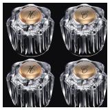 Enhon 2 Pairs Bathroom Faucet Knobs Replacement, Bathtub Faucet Handles Compatible with Delta/Delex/Peerless, Hot and Cold Sink Faucet Knobs Replacement Parts in Clear Acrylic, Include Screws