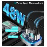 LIHAN USB C Bluetooth 5.4 Car Adapter, Wireless Upgrade Audio System for Non-Bluetooth Vehicles, FM Radio Transmitter, 48W Fast Charging, Stable Hands-Free Calling, MP3 Music Player, Support USB/TF