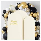 HAINARverS Set of 3 Wedding Arch Cover 6FT,6.6FT,7.2FT Spandex Fitted Stretchy Arch Stand Covers,2 Sided Round Top Chiara Backdrop Cover for Birthday Party Banquet Baby Shower Arch Decoration(Ivory)