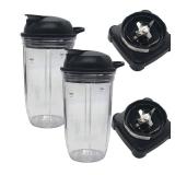 9 in 1Replacement parts update extractor blade and personal 24oz cup with to go lid for Ninja Professional 72oz Countertop Blender BL660W/BL660W/BL660/BL740/BL770/BL771/BL773CO/780 (24oz cup*2)