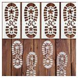 Eaasty 4 Pcs Christmas Santa Footprint Stencil for Painting Reusable Christmas Santa Boot Snowflake Footprint Stencil Template for Wood Sign Window Wall Floor DIY Xmas Decorations
