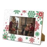 Yxadu Party Greeting Christmas Picture Frame, Holiday Christmas Xmas Gifts, 4x6 Inch Wooden Picture Frame, Festive Red & Green Snowflake-Themed Decor, Xmas Season Decoration (Snowflake)