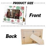 Yxadu Party Greeting Christmas Picture Frame, Holiday Christmas Xmas Gifts, 4x6 Inch Wooden Picture Frame, Festive Red & Green Snowflake-Themed Decor, Xmas Season Decoration (Snowflake)