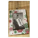 Yxadu Party Greeting Christmas Picture Frame, Holiday Christmas Xmas Gifts, 4x6 Inch Wooden Picture Frame, Festive Red & Green Snowflake-Themed Decor, Xmas Season Decoration (Snowflake)