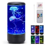 Jellyfish Lamp, 18LED 7-Color Changing Light with 5 Levels Brightness Jellyfish Aquarium fish lamp Home decor, children's birthday gift, men's and women's holiday gift, relaxing mood atmosphere