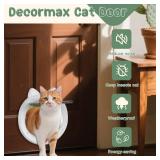 Decormax Cat Door with 4-Way Lock, Cat Door for Exterior Door with Magnetic Flap, Weatherproof Pet Door for Interior Door, White