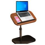 HSEONEJIA C-Shaped End Table for Couch, Adjustable Height TV Tray Table, 360Â° Rotatable Small Foldable Bed Side Table for Living Room