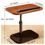 HSEONEJIA C-Shaped End Table for Couch, Adjustable Height TV Tray Table, 360Â° Rotatable Small Foldable Bed Side Table for Living Room