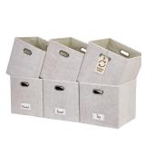 DECOMOMO Felt Storage Bins, 13 inch Cube Storage Bins with Labels for Organization (Cube 13\' / 6pcs, Beige)
