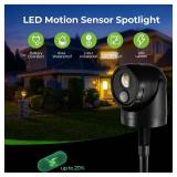 Pwysara Large 2-in-1 LED Motion Sensor Outdoor Spotlight, IP44 Waterproof 450 Lumen Battery Operated Landscape Light, Adjustable Wall Light for Yard, Garden, House, 2 Pack (Black)